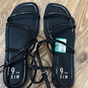 Mix No. 6 Sleek Black Strappy Sandals